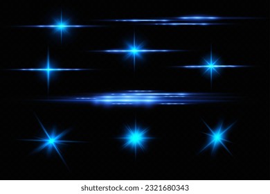 Glow effect. Blue glowing particles, stars. Vector illustration.