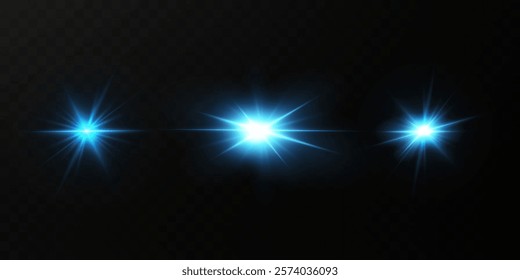 Glow effect. Blue glowing particles, stars. Vector illustration.