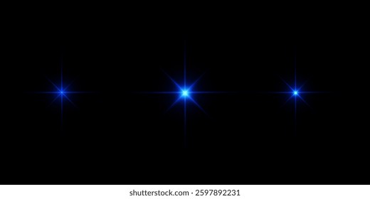 Glow effect. Blue glowing particles, stars. Vector illustration