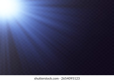 Efecto de resplandor. Luz radiante azul brillante. Destellos de luz. Los rayos del sol del amanecer.