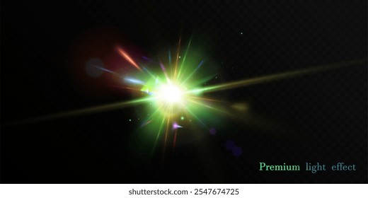 Glow effect of bright multicolored flowers. Light effect of bright glowing light. Star bursts with twinkling highlights. Vector 10 EPS	
