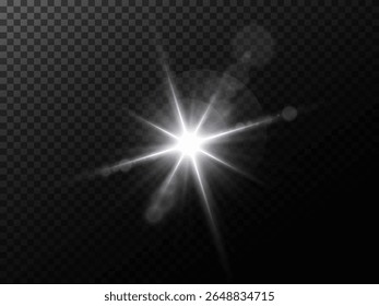 Efeito de brilho: brilho, explosão, brilho, linhas, brilho solar, faíscas e estrelas. A luz brilhante explode com faíscas, gráficos vetoriais PNG.