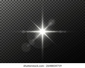 Efeito de brilho: brilho, explosão, brilho, linhas, brilho solar, faíscas e estrelas. A luz brilhante explode com faíscas, gráficos vetoriais PNG.