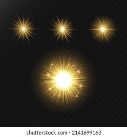 Glow effect. Glowing sparks. The star burst with brilliance. vector light effect