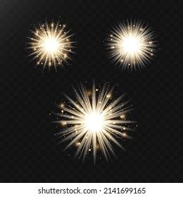 Glow effect. Glowing sparks. The star burst with brilliance. vector light effect