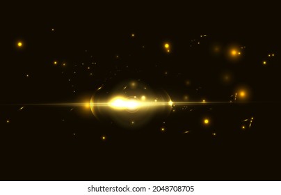 Glow effect with many particles shimmering on a black background. Vector
