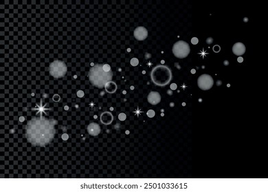 Glow effect. The star burst with brilliance. White glowing transparent lights on a transparent background. Vector illustration