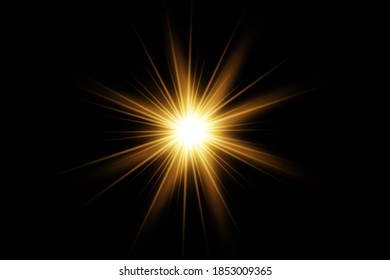 Glow effect. Star on transparent background.Bright sun. Vector illustration.