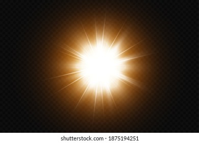 Glow effect. Star on transparent background.Bright sun. Vector illustration.
