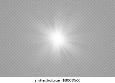 Glow effect. Star on transparent background.Bright sun. Vector illustration.