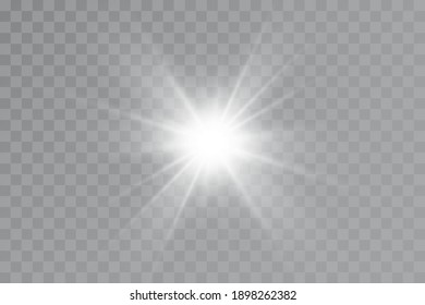 Glüheffekt. Stern auf transparentem Hintergrund.Helle Sonne. Vektorgrafik.
