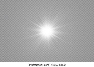 Glow effect. Star on transparent background.Bright sun. Vector illustration.