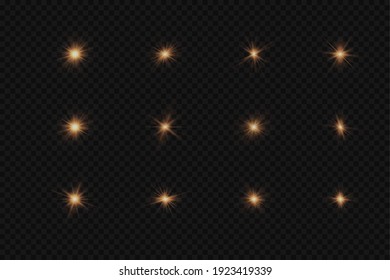 Glow effect. Star on transparent background.Bright sun. Vector illustration.