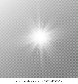 Glow effect. Star on transparent background.Bright sun. Vector illustration.