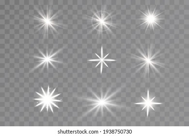 Glow effect. Star on transparent background.Bright sun. Vector illustration.