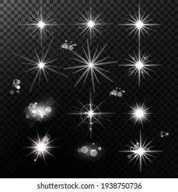 Glow effect. Star on transparent background.Bright sun. Vector illustration.