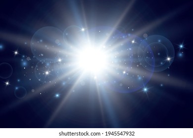 Glow effect. Star on transparent background.Bright sun. Vector illustration.