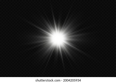 Glow effect. Star on transparent background.Bright sun. Vector illustration.
