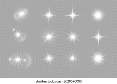 Glüheffekt. Stern auf transparentem Hintergrund.Helle Sonne. Vektorgrafik.
