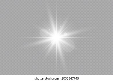 Glow effect. Star on transparent background.Bright sun. Vector illustration.
