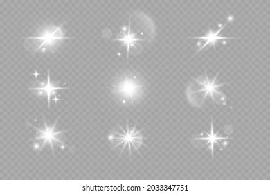 Glow effect. Star on transparent background.Bright sun. Vector illustration.
