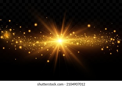 Efecto brillante. Estrella sobre fondo transparente.Sol brillante. Ilustración vectorial.