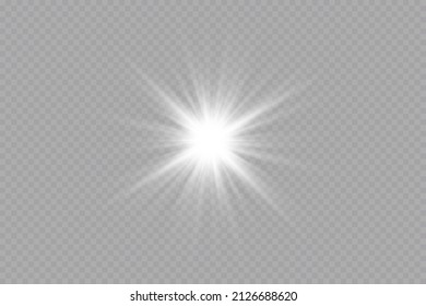 Glow effect. Star on transparent background.Bright sun. Vector illustration.