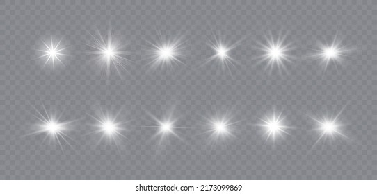 Glow effect. Star on transparent background.Bright sun. Vector illustration.