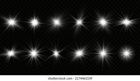 Glow effect. Star on transparent background.Bright sun. Vector illustration.