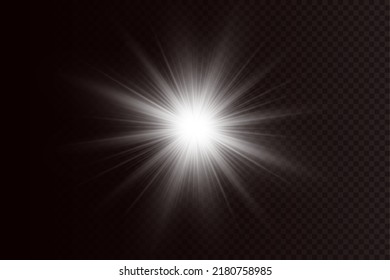 Glow effect. Star on transparent background.Bright sun. Vector illustration.