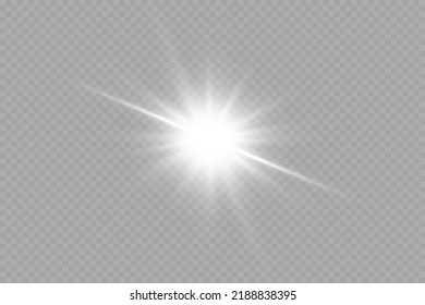 Glow effect. Star on transparent background.Bright sun. Vector illustration.