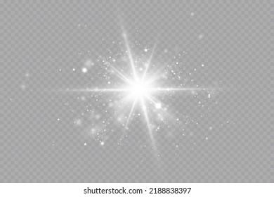 Glow effect. Star on transparent background.Bright sun. Vector illustration.