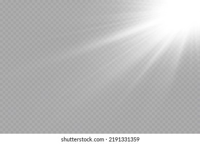 Efecto brillante. Estrella sobre fondo transparente.Sol brillante. Ilustración vectorial.