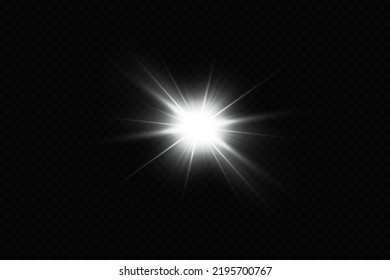 Glow effect. Star on transparent background.Bright sun. Vector illustration.