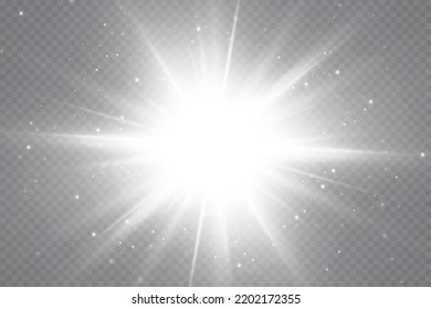 Glow effect. Star on transparent background.Bright sun. Vector illustration.