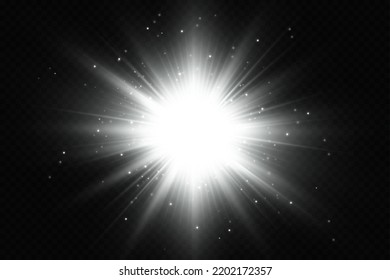 Glow effect. Star on transparent background.Bright sun. Vector illustration.