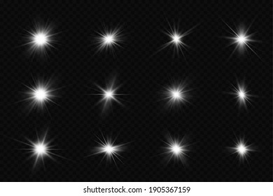 Glow effect. Star sparkles on a transparent background. Vector illustration. the sun