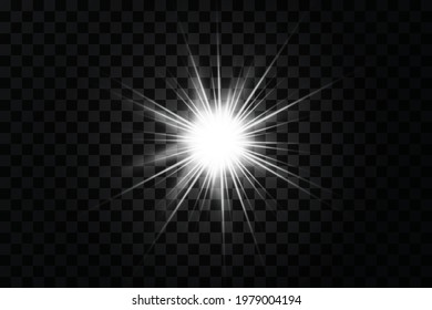 Glow effect. Star sparkles on a transparent background. Vector illustration. the sun