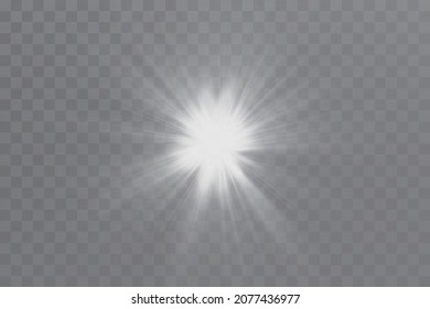 Glow effect. Star sparkles on a transparent background. Vector illustration. the sun