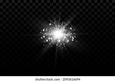 Glow effect. Star sparkles on a transparent background. Vector illustration. the sun