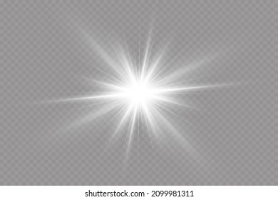 Glow effect. Star sparkles on a transparent background. Vector illustration. the sun