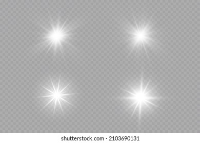 Glow effect. Star sparkles on a transparent background. Vector illustration. the sun