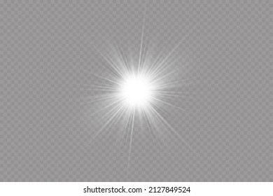 Glow effect. Star sparkles on a transparent background. Vector illustration. the sun