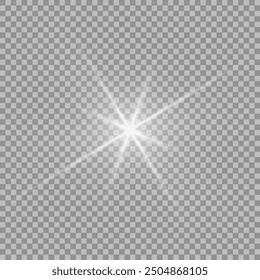 Glow effect. Star sparkles on a transparent background. Vector illustration. the sun