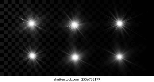 Glow effect. Star sparkles on a transparent background. Vector illustration. the sun