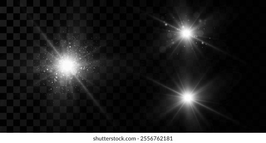 Glow effect. Star sparkles on a transparent background. Vector illustration. the sun