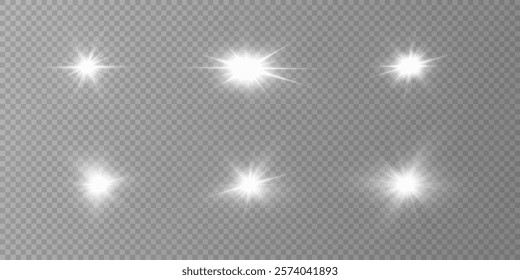 Glow effect. Star sparkles on a transparent background. Vector illustration. the sun