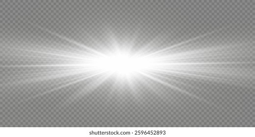 Glow effect. Star sparkles on a transparent background. Vector illustration. the sun	