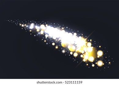 Glow effect stars with sparkles. Twinkling christmas background 