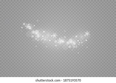Efecto brillante. Ilustración vectorial. El polvo de Navidad se desvanece. La nieve está cayendo. Copos de nieve.